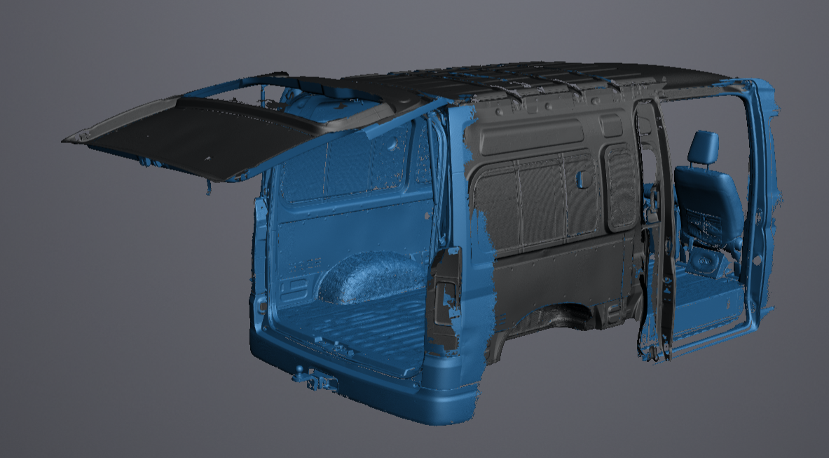3D Scan data - 2019 Toyota Hiace - high top - LWB - Cargo area (with doors open & closed)