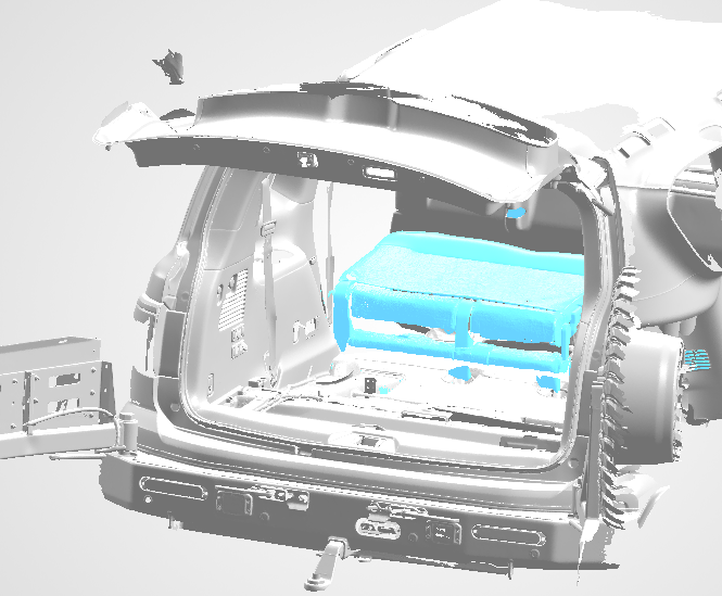 3D Scan data - Nissan Patrol Y62 wagon - boot area (with rear door open & closed - Seats up & down)
