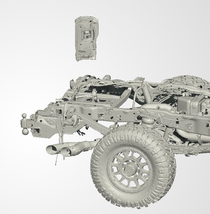 3D Scan data - 2023 F250 - Dual cab / Tub, Rear chassis with radars